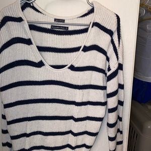 Dark blue and white striped sweater